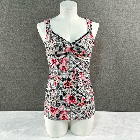 White House Black Market Tops - White House Black Market Black White Pink Tank Top/ Sleeveless Blouse  Size XS